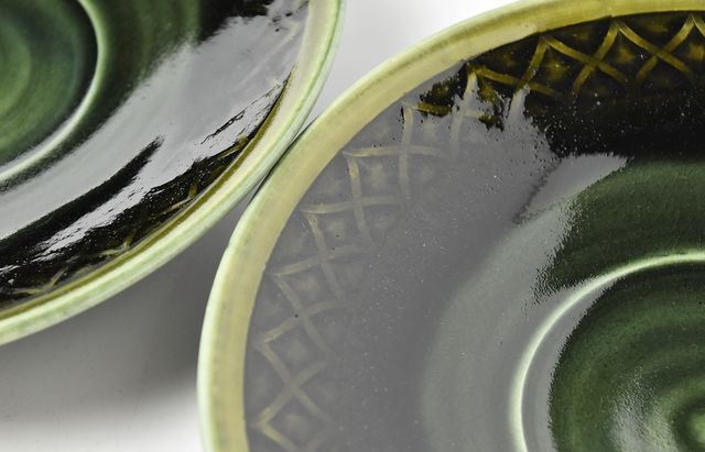 増渕篤宥 25 青釉掛分浅鉢（中） ｜ 暮らしのうつわ花田 和食器 通販