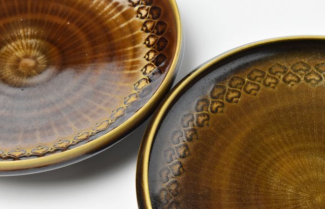 増渕篤宥 39 褐釉釉象嵌浅鉢（大） ｜ 暮らしのうつわ花田 和食器 通販