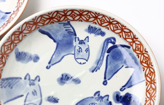 松浦ナオコ 2A 馬の染付6.5寸皿 ｜ 暮らしのうつわ花田 和食器 通販