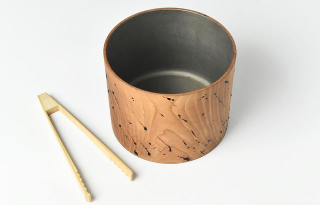 土井宏友 8 アイスペール 蓋・竹トング付き ケヤキ ｜ 暮らしのうつわ