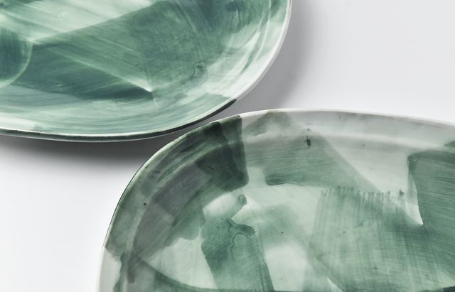 古川桜 29 銀彩緑呉須刷毛目楕円皿 ｜ 暮らしのうつわ花田 和食器 通販