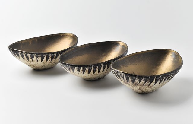 山本哲也 43 金彩釉印判オーバルボウル（大） ｜ 暮らしのうつわ花田