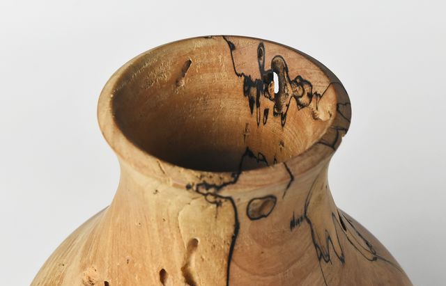 iiDA Woodturning 5 アースFin 花器オブジェ カエデ（スポルテッド