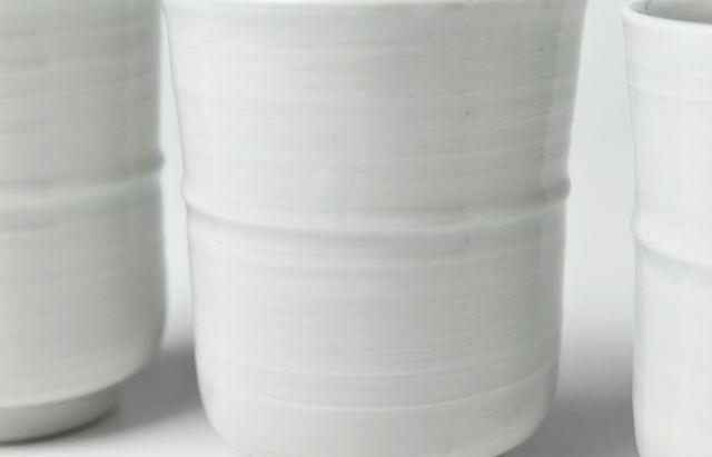 平佐焼　白磁　胴紐　ぐい呑 平佐焼 白磁 胴紐 ぐい呑