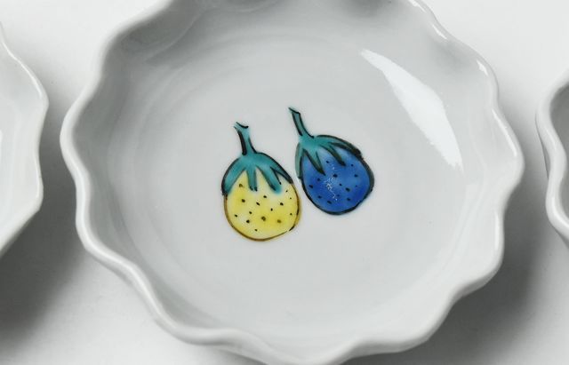 海野裕 15 色絵ナス輪花小皿 ｜ 暮らしのうつわ花田 和食器 通販