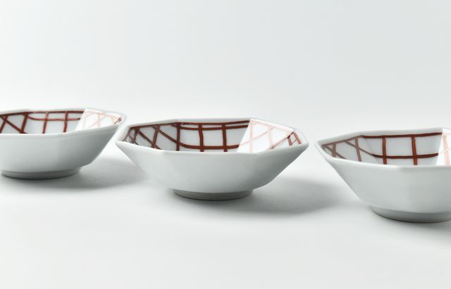 日下華子 朱格子八角小鉢 ｜ 暮らしのうつわ花田 和食器 通販
