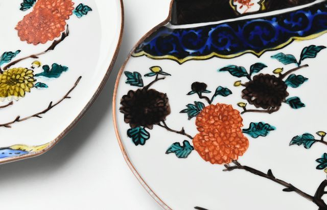 山本恭代 壺形皿色絵花枝文 ｜ 暮らしのうつわ花田 和食器 通販