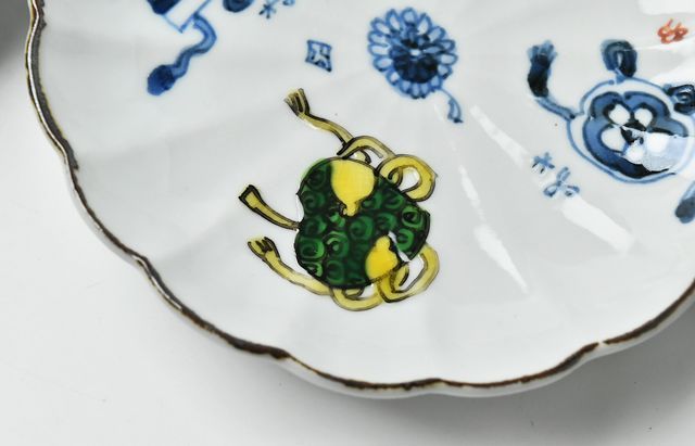 浦陽子 2 色絵扇図菊形皿 ｜ 暮らしのうつわ花田 和食器 通販