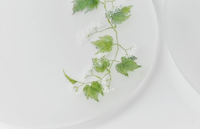 d.Tam 中村孝子/桃子 4 絵付け平皿155 蔓花/野葡萄 ｜ 暮らしのうつわ