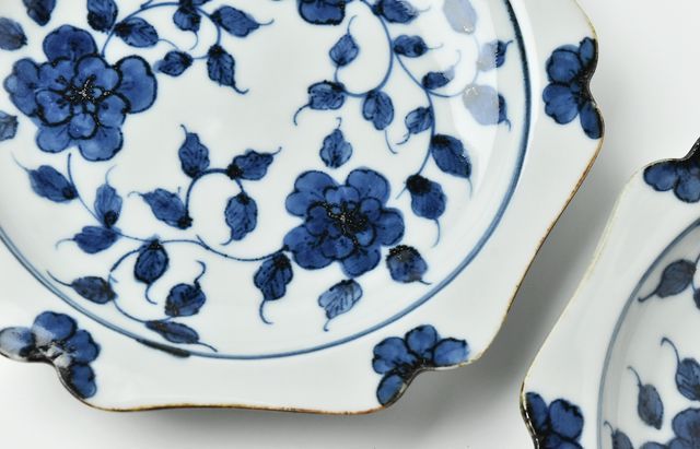 藍柿 牡丹葉唐草文 輪花深皿 藍柿 牡丹葉唐草文 輪花深皿 藍柿 牡丹葉唐草文