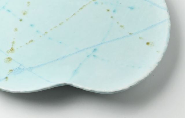 鈴木重孝 18 トルコペールブルー釉打水文パレット大皿 ｜ 暮らしの