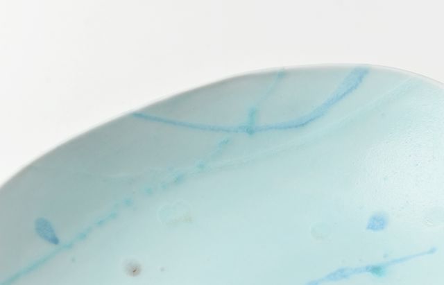 鈴木重孝 8 トルコペールブルー釉打ち水文楕円大鉢 ｜ 暮らしのうつわ