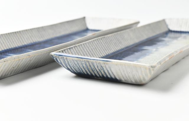 雪ノ浦裕一 9 藍釉掛分紫陽花文長皿 ｜ 暮らしのうつわ花田 和食器 通販