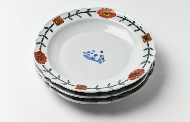 重田 良古 色絵花柄8寸リム皿 ｜ 暮らしのうつわ花田 和食器 通販