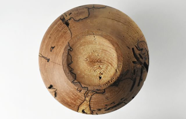 iiDA Woodturning 5 アースFin 花器オブジェ カエデ（スポルテッド