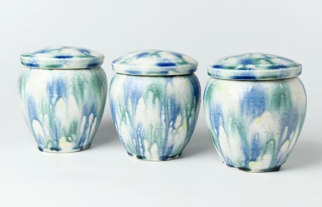 鈴木重孝 8 三彩流し釉蓋付壺（中） ｜ 暮らしのうつわ花田 和食器 通販