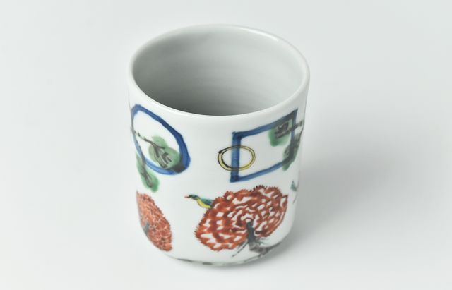 正木春蔵 色絵染附花鳥文楕円筒E ｜ 暮らしのうつわ花田 和食器 通販