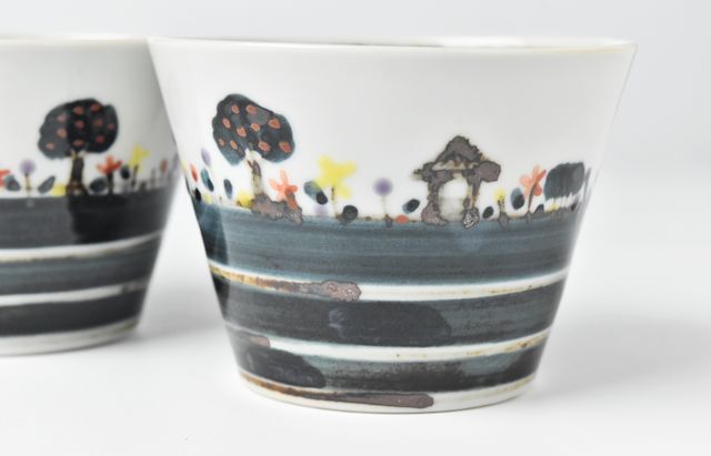 アンティーク 色絵 蕎麦猪口 5個セット 07403 徳永遊心 色絵家並み 蕎麦猪口 ｜ 暮らしのうつわ花田 和食器 通販