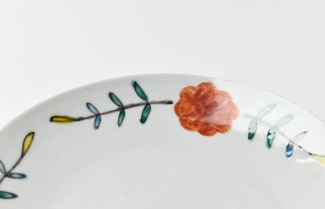 重田 良古 赤絵花柄6寸皿 ｜ 暮らしのうつわ花田 和食器 通販
