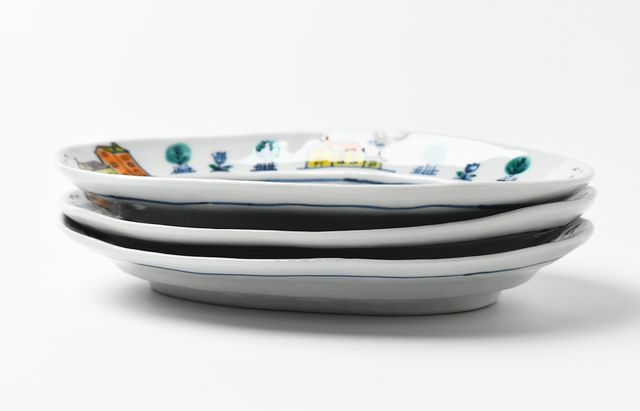 重田 良古 色絵楕円皿 家柄 ｜ 暮らしのうつわ花田 和食器 通販