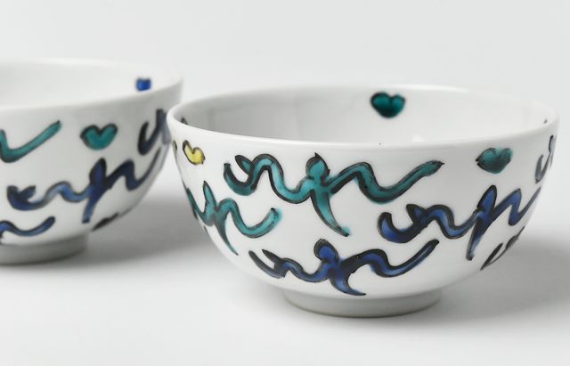 山本恭代 飯碗 色絵こより遊び ｜ 暮らしのうつわ花田 和食器 通販