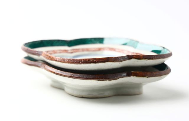 松浦コータロー 16 九谷手扇猫文木瓜小皿 ｜ 暮らしのうつわ花田 和