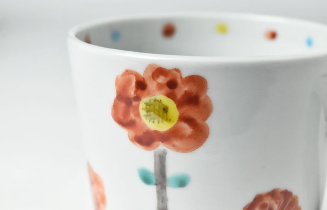 45Rお花柄マグカップ今期 重田 良古 色絵花柄マグカップB ｜ 暮らしのうつわ花田 和食器 通販