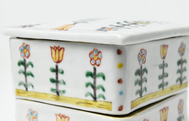 重田 良古 色絵花柄二段重箱（小） ｜ 暮らしのうつわ花田 和食器 通販