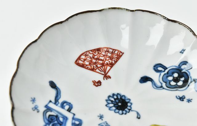 浦陽子 2 色絵扇図菊形皿 ｜ 暮らしのうつわ花田 和食器 通販