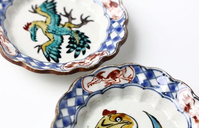 松浦コータローさん　5寸皿 松浦コータロー 2 色絵飛翔生物輪花リム小皿（5客組） ｜ 暮らしの