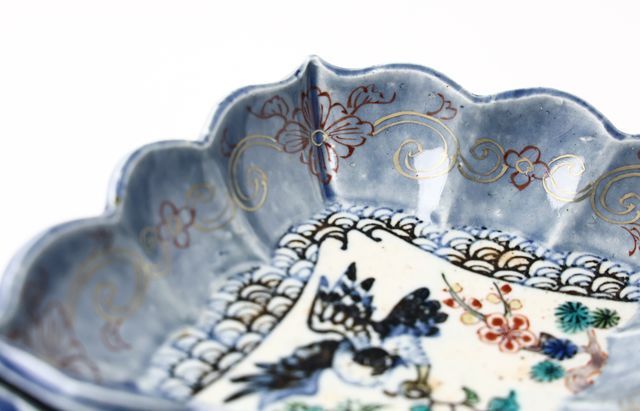 松浦コータロー 42 瑠璃色絵金彩初夢文菱形稜花向付（一富士二鷹三茄子