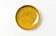 阿部春弥・みか 黄磁輪花4.5寸深皿【H】