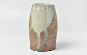 余宮隆 161B 釉流し楕円花入れ（大）