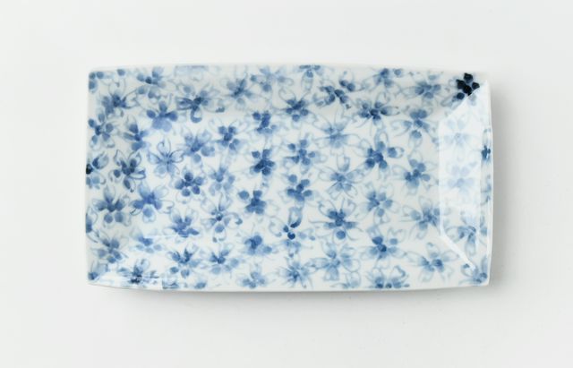 海野裕 長角皿 花詰