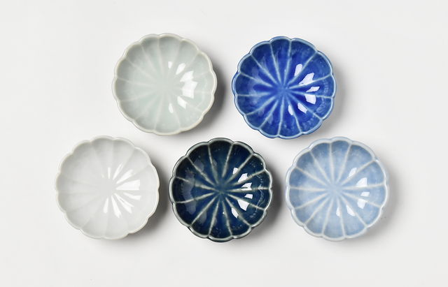 海野裕 青の花小付セット【H】