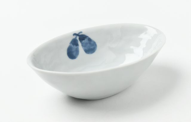 海野裕 20 ナス文楕円小鉢
