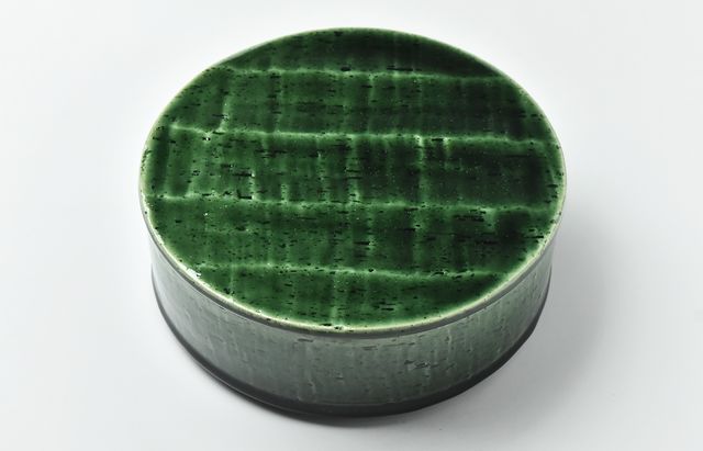 季更器窯 織部蓋物（削り紋）【H】