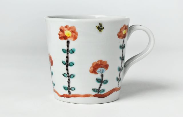 重田 良古 色絵花柄マグカップC