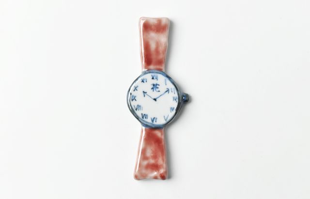 重田良古 カトラリーレスト時計（赤・希）箱付