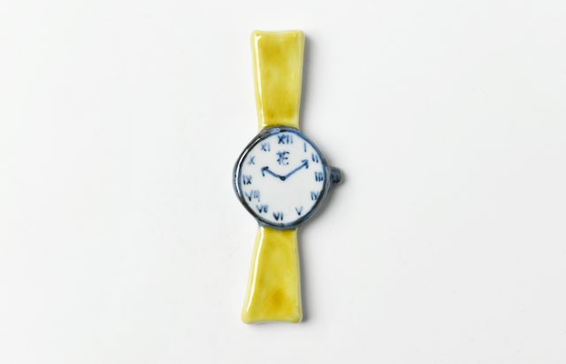 重田良古 カトラリーレスト時計（黄・希）箱付