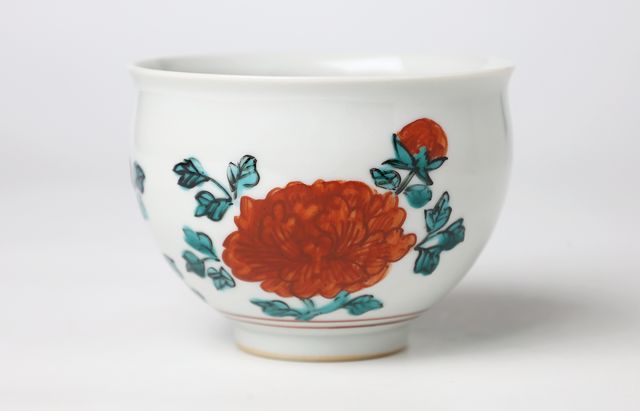 山本恭代 7　色絵花文カフェオレボウル