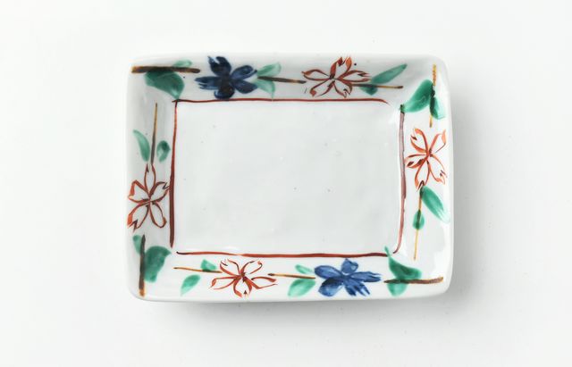 中尾万作 桜長方浅皿