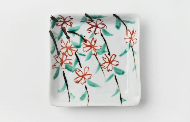 中尾万作 桜四方浅皿