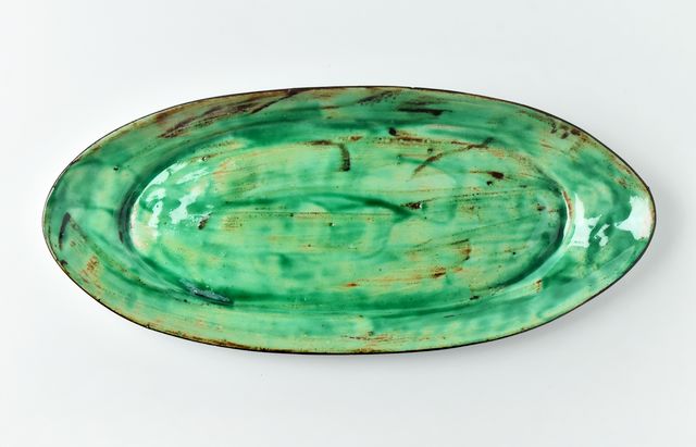 中尾万作 92B 九谷織部楕円皿（大）