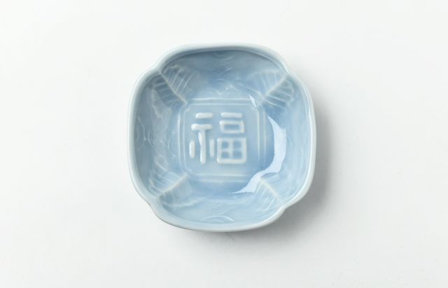 稲村真耶 湖水釉福字モッコ小皿