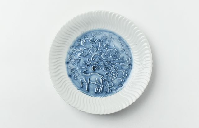 稲村真耶 呉須染鹿文6寸皿