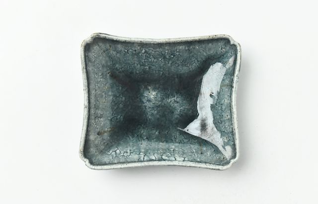 杉本太郎 30 4×3.5寸角皿緑