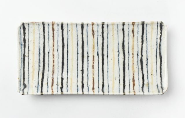 杉本太郎 25 9寸長角皿三色縞