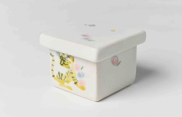 日高直子 20C 蓋付正方豆陶箱