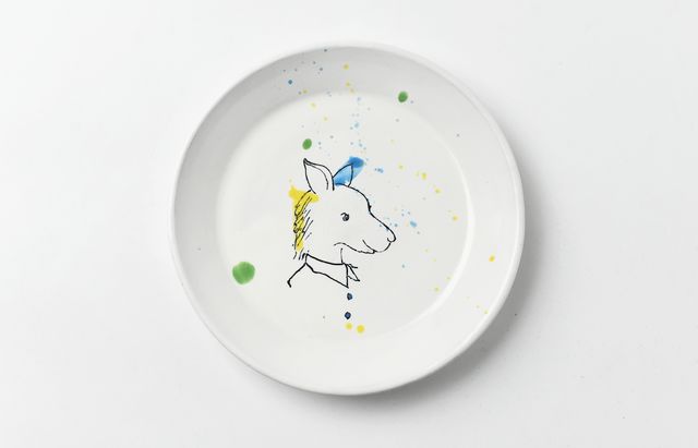 安部太一 15D 白釉色絵皿フラット小